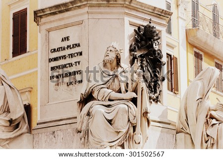 Biblical Statues at Base of Colonna dell\'Imacolata in rome, Italy ( March 11, 2015 )