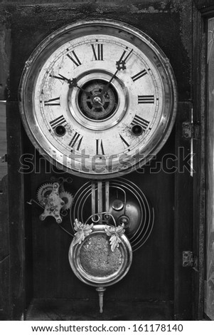 Antique Wall Clock -  Black and White of a Traditional Antique Wall Clock
