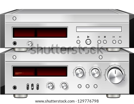 Music Stereo Audio Compact Disc CD Player with Amplifier rack isolated