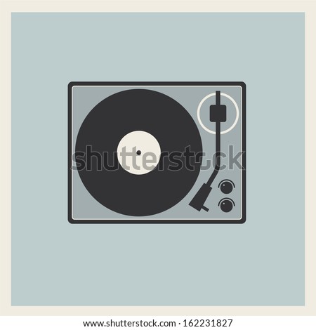 Retro turntable vinyl record player vector