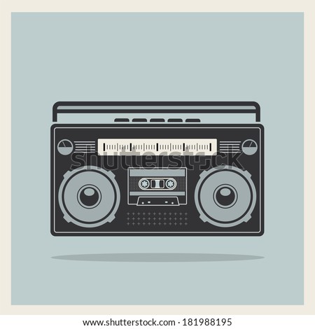 Classic 80s boombox on Retro Background Detailed Vector Icon