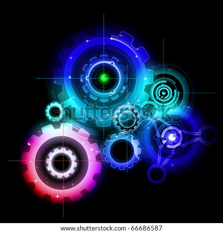 Glowing Techno Gears Stock Vector Illustration 66686587 : Shutterstock