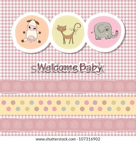 baby shower card with funny animals