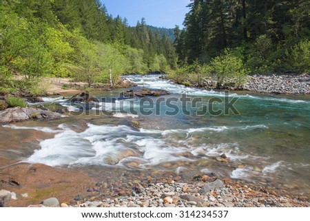 Mouth of Canton creek flowing into Steamboat creek, Oregon, USA