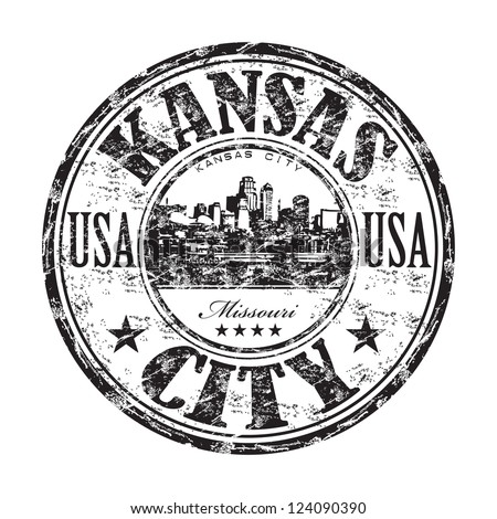 Black Grunge Rubber Stamp With The Name Of Kansas City From United ...