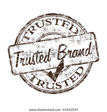 Grunge rubber stamp with the text trusted brand written inside the stamp