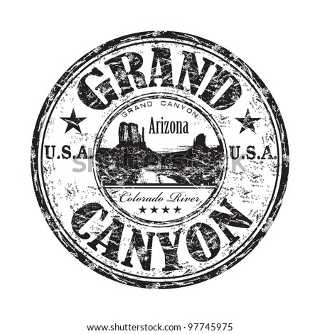 Black grunge rubber stamp with the name of the Grand Canyon from United States of America written inside the stamp