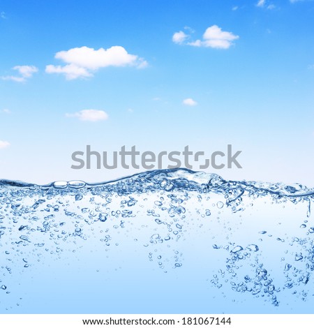Clear water surface under the blue sky