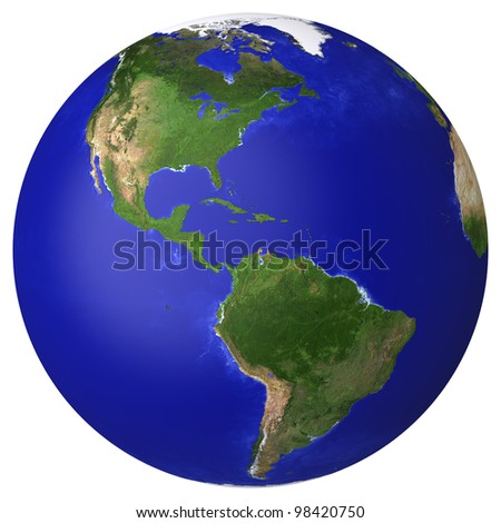 Earth Planet Globe Map. Side Of The North And South America. The Earth ...