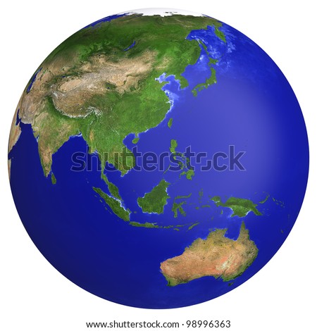 Earth Planet Globe Map. Side Of The Asia And Australia. The Earth ...