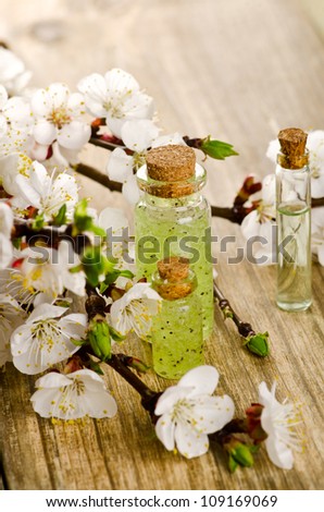 Spa with glass bottles