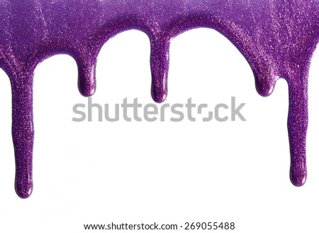 Blot of shimmery purple nail polish isolated on white background