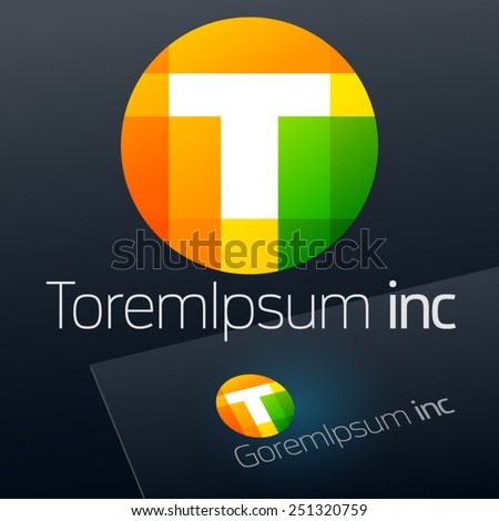 Abstract vector sign. Logo for Business, Technology, Corporation. Letter T