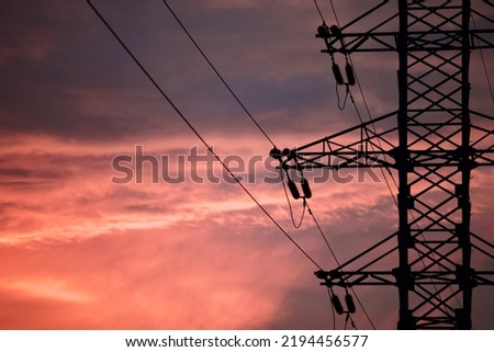 Similar – Image, Stock Photo overhead power cable or transmission line