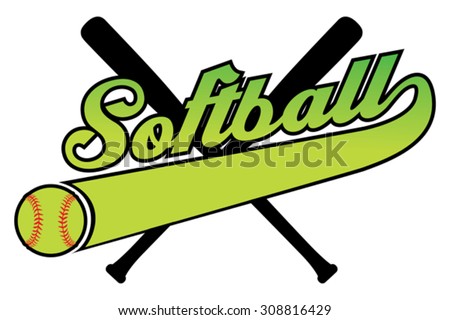 Softball With Banner And Ballr Is An Illustration Of A Softball Design ...