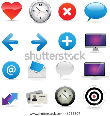 Multiple business icons related to communications. Vector.