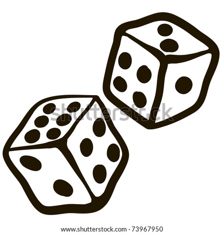 Playing cubes. Dices for gamble. A children's sketch