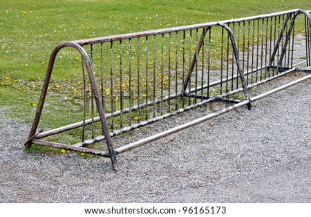 Empty bicycle rack in school playground