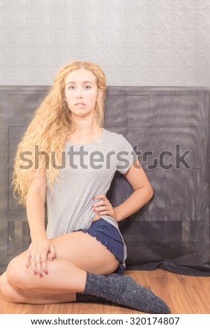 Blonde female wearing comfortable clothes