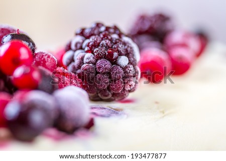 Frozen forest fruits on an ice cream