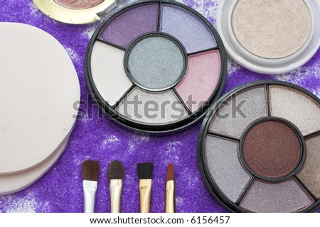 makeup brush and cosmetics