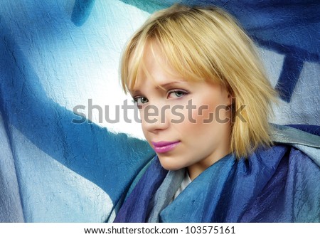 fashion woman with blue clothes