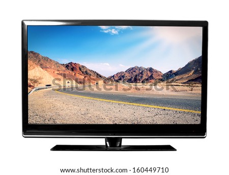 big tv screen with landscape