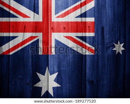 Australia flag painted on wooden fence