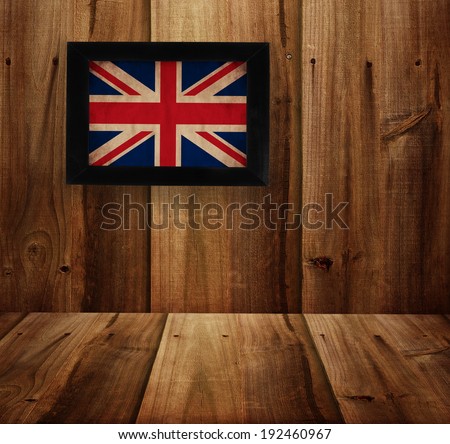 wooden  texture with picture and UK flag