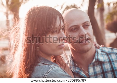 couple in love  outdoors in summer light