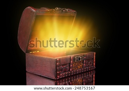 vintage treasure chest with light