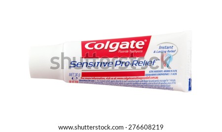 Melbourne,Australia-May 10,2015: Colgate tooth paste on white.Colgate is a brand of toothpaste produced by Colgate-Palmolive