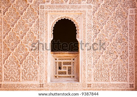 Window and arabian ornament. Detail of wall.