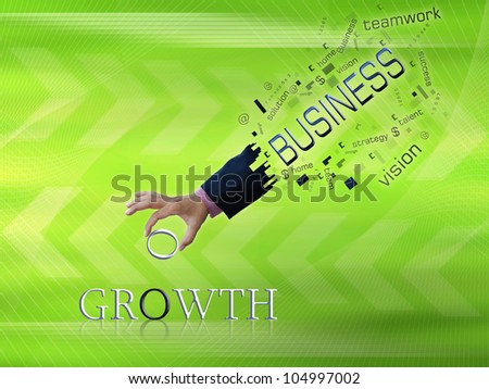 art work of business hand with wording with modern abstract background.
