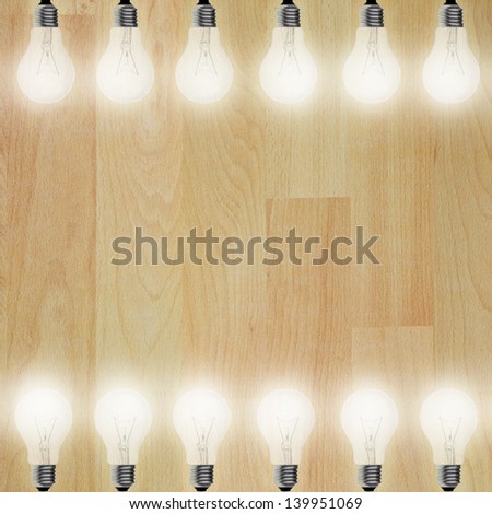art work of wood floor and light bulbs frames