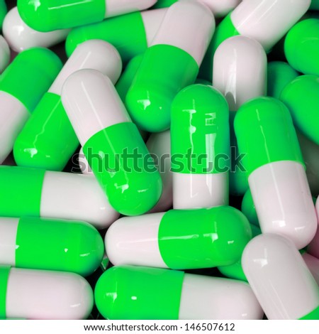 pattern of antibiotic capsule close up view