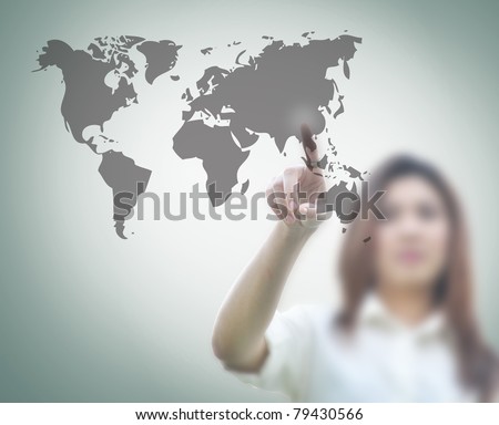 young asian woman artwork for selection world map