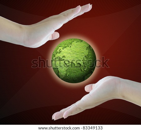 artwork of subject in both hands with business concept.