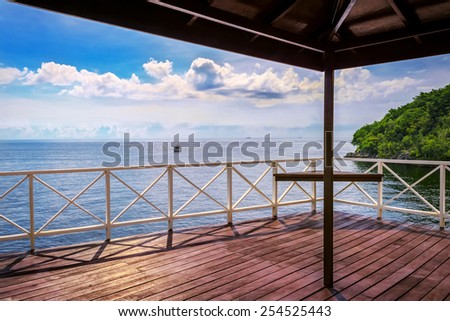 Balcony porch sea view in Trinidad and Tobago island