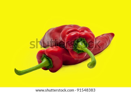 Red Sweet Paprika Long Peppers - clipping path included for effortless extraction and use with your choice of backgrounds
