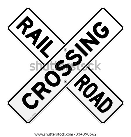 Railroad Traffic Sign - Road sign of train crossing road on white background