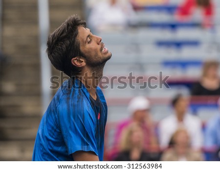 MONTREAL - AUGUST 11: Fernando Verdasco of Spain during his second round match loss to Nick Kyrgios of Australia at the 2015 Rogers Cup on August 11, 2015 in Montreal, Canada