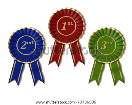 Ribbon Awards For First, Second And Third Places. Stock Photo 70736506 ...