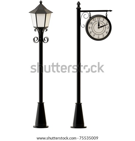 Street Lamppost And C Locks Isolated On White Background. Stock Photo ...