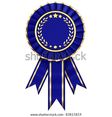 Blue Ribbon Award Isolated On White Background. Stock Photo 83815819 ...