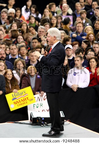Bill Clinton campaigning for his wife Hillary Clinton in Denver, Colorado in January 2008