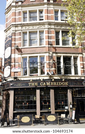 LONDON - APRIL 15: Exterior of pub, for drinking and socializing, focal point of community, on April 15, 2012, London, UK. Pub business, now about 53,500 pubs in the UK, has been declining every year