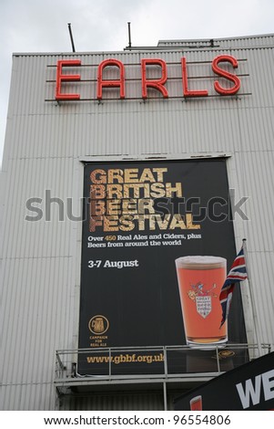 LONDON - AUGUST 04: Great British Beer Festival, 2010, at Earls Court, Britain\'s biggest beer festival on August 04, 2010 in London, UK. Visitors can try wide range of real ales, ciders, perries.
