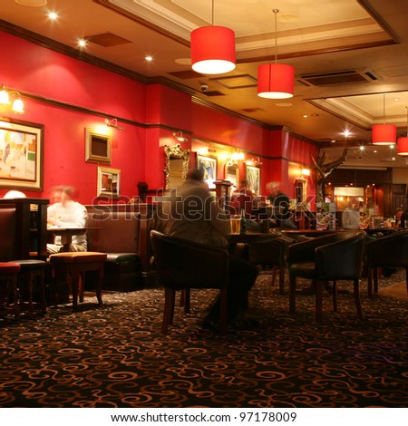 LONDON - SEP 06: Interior of pub, for drinking and socializing, focal point of the community, on Sep 06, 2010, London, UK. Pub business, now about 53,500 pubs in the UK, has been declining every year
