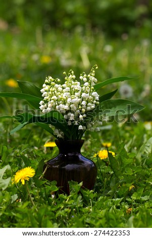 Vase with lilies of the valley / Lily of the valley in vase.